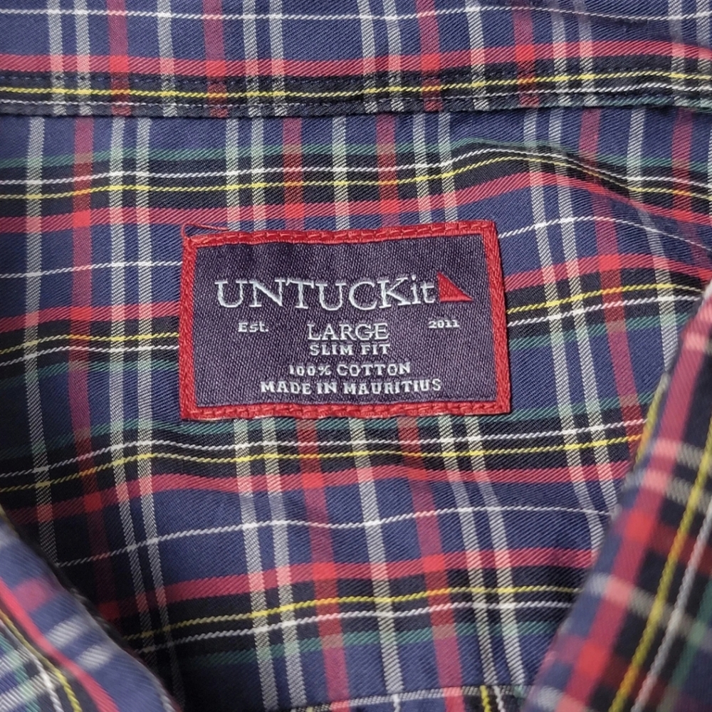 UNTUCKit Walker Road Multicolor Plaid Slim Fit Button Down Shirt L - Picture 4 of 6